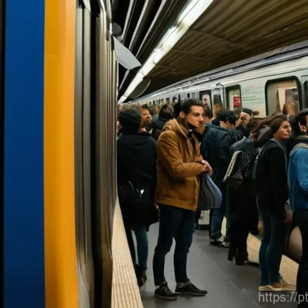 프랑스에서 주의해야 할 사기 유형 - **Image Prompt 1: Vigilance in a Crowded Parisian Metro**
    A wide shot depicting a bustling Paris...