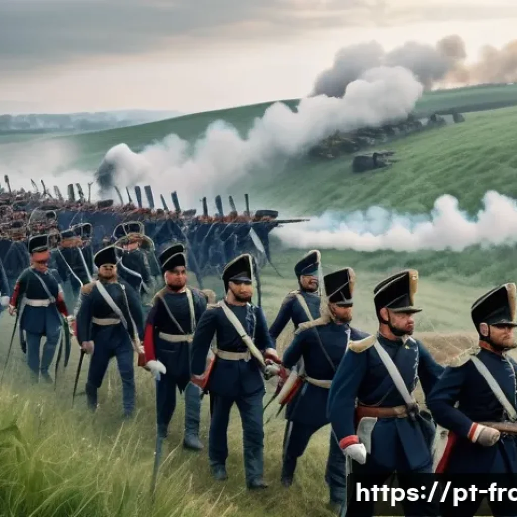 프랑스와 독일의 관계사 - A detailed historical scene depicting the Franco-Prussian War of 1870, showing soldiers in authentic...