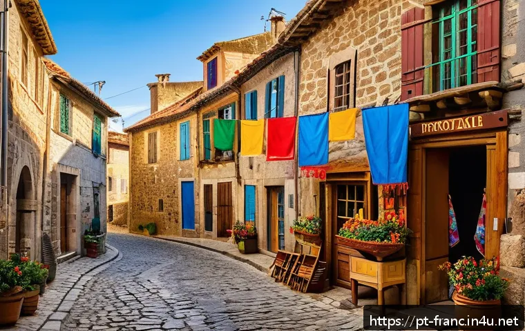 프랑스의 지역별 역사적 특징 - A charming medieval village scene in Occitania featuring narrow cobblestone streets winding between ...